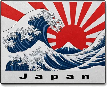 浮世絵風 波と旭日のエッチングマグネット